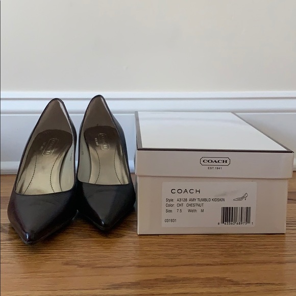 COACH Amy Tumbld Kidskin heels - Picture 7 of 8